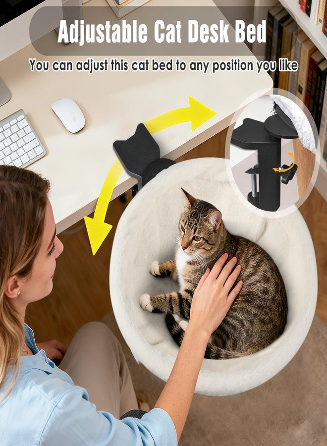 IPOW Heavy Duty Steel Frame 180° Rotating Cat Desk Bed Semi-Circular Cat Bed, Soft Faux Rabbit Fur Material, Suitable for Various Desktops-Maximum Hold Up to 40lb - Image 4